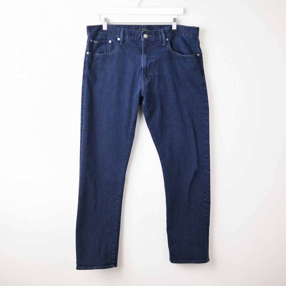 Polo Ralph Lauren Hampton Relaxed Straight Jeans Mens 36 x 32 Dark Blue Wash